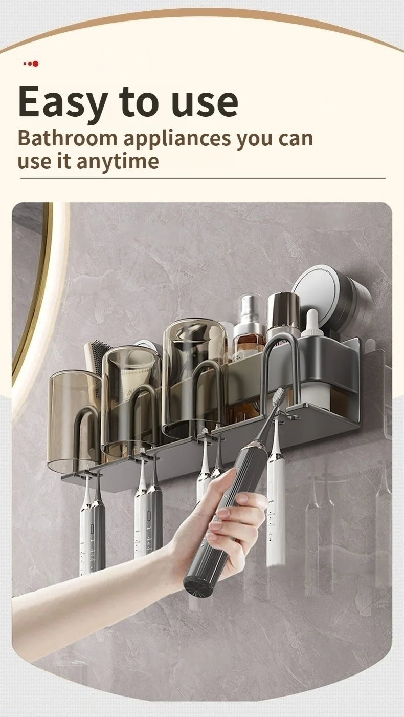 No Need To Drill Suction Cup A Wall-Mounted Electric Toothbrush Holder With a Cup For The Bathroom