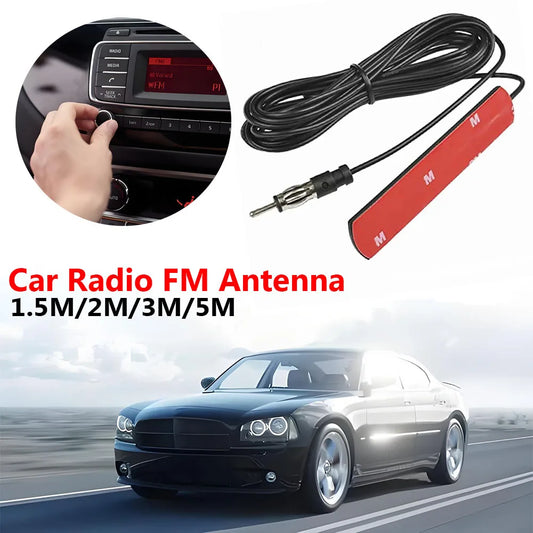 1.5/2M Car FM Radio Antenna Hidden Car Antenna Drill-Free Installation With Tape Patch Design For Enhanced Radio Reception