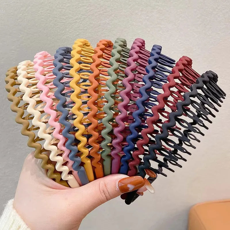 3Pcs Elegant Solid Color Wave Hairbands For Women Trendy Toothed Non-slip Hair Combs Hair Accessories Girl Face Wash Headbands