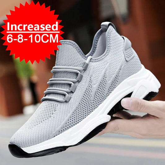 Sneakers Men Elevator Shoes Height Increase Shoes For Men Casual Insole 10cm 8cm 6cm Optional Heels Moccasins Taller Male Sports
