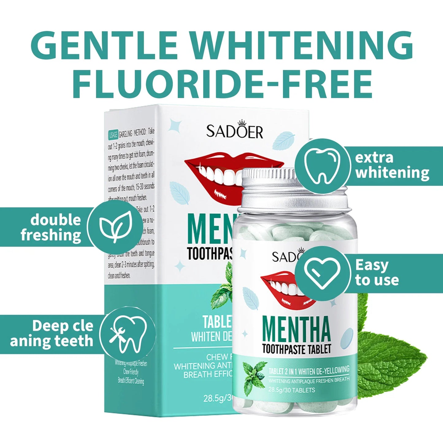 Mint Flavors Toothpaste Tablets Improve Bad Breath Remove Smoke Stains Fresh Oral Hygiene Solid Toothpaste Tablet