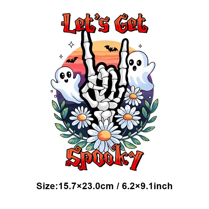 "Halloween is a Life Style"Patch Stickers Iron On Transfers for Clothing Iron Halloween Ghosts Stickers Fusible Applique Badge