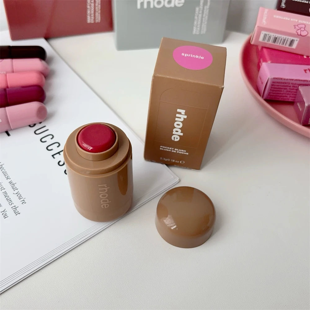 Rhode New Lip Stick Lip GlossesPocket Blush Lip Cheek Hydrating Glazing Mist Natural Rouge Powder Blush Cream Cheek Makeup Bag