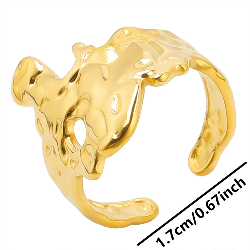 6pcs/lot Wholesale Various Chunky Rings Real Gold Plated Love Abstract DIY Shell Star Sun Bat Shaped Rings Women Jewelry Gifts