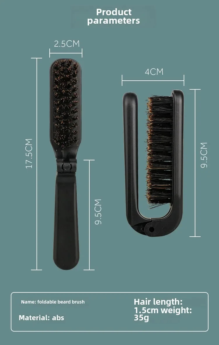 1PCS Soft Boar Bristle Beard Brush Hairdressing Hair Styling Comb For Beard Men's Shaving Brush Fold Beard And Mustache Brush