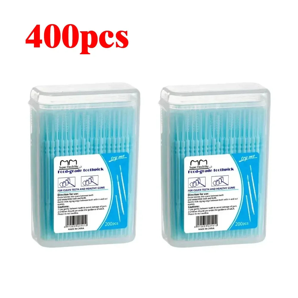 100/200/400/1000pcs Toothpick Brush Boxed Plastic Toothpick Disposable Household Interdental Brush Teeth Picking Dental Floss