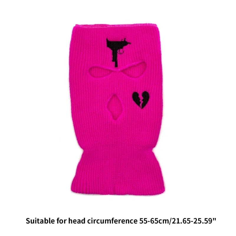 Winter Balaclava Skiing Hat with Three Holes Warm Outdoor Knitted Pullover Face Mask Multifunctional Sports