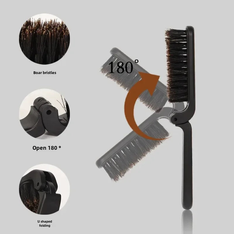1PCS Soft Boar Bristle Beard Brush Hairdressing Hair Styling Comb For Beard Men's Shaving Brush Fold Beard And Mustache Brush