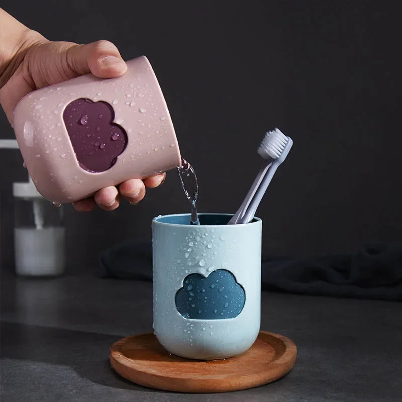 Cloud Pattern Toothbrush Cup Big Mouth Couples Cups Plastic Wash Tooth Mug Bathroom Supplies Household Daily Tools