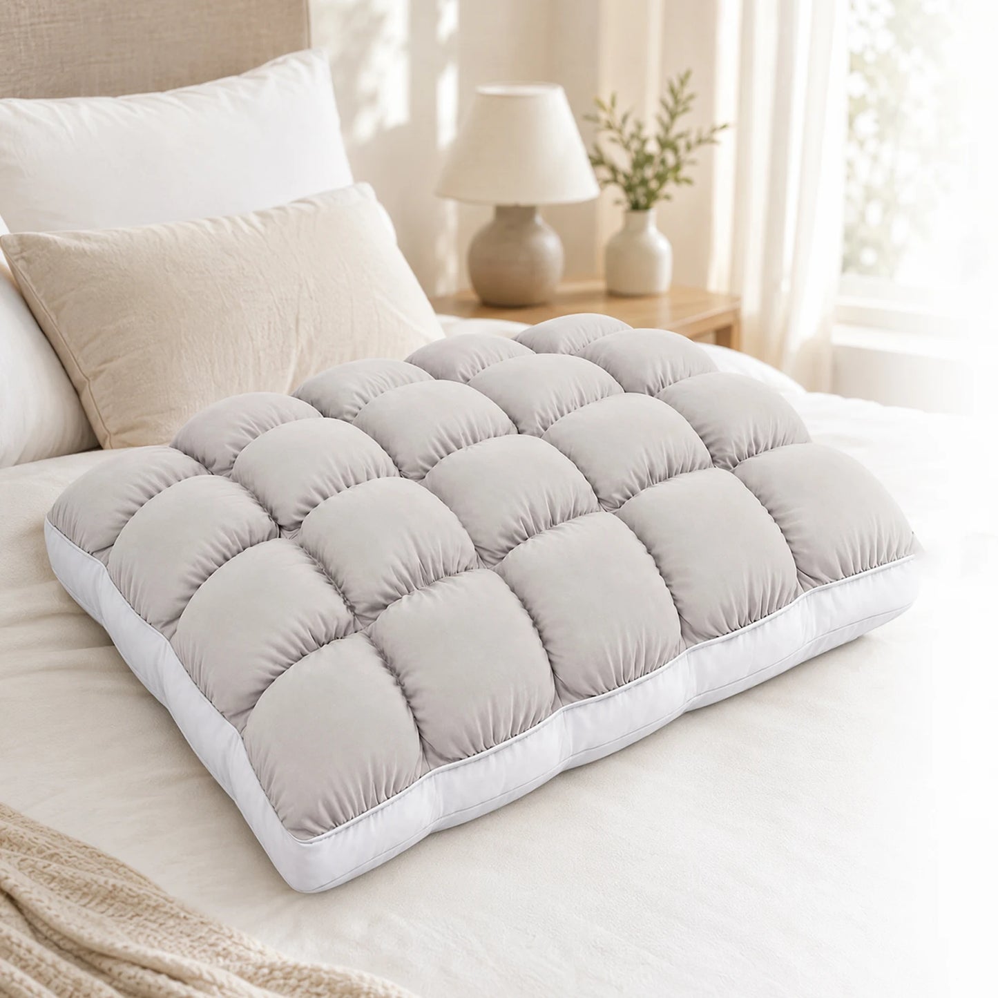 Guest Room Cloud Bread Puff Pillow Fluffy Quilted Dome Down Alternative Fill Nylon Shell Hotel Style Soft Pillow