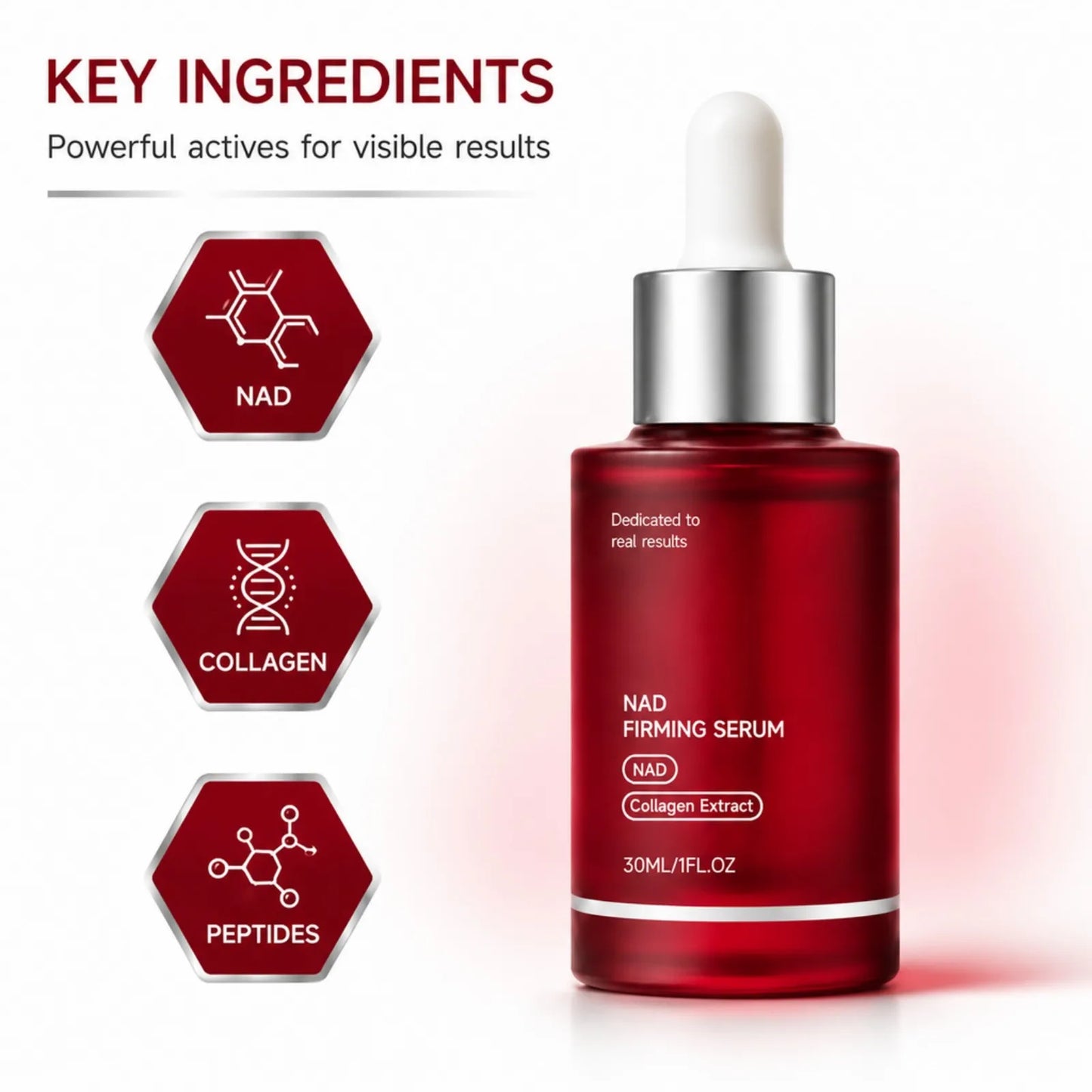 Collagen Firming Face Serum with NAD Boosting Look Skin Elasticity Smooth Fine Lines Hydrating Makeup Base Daily Use 30ml