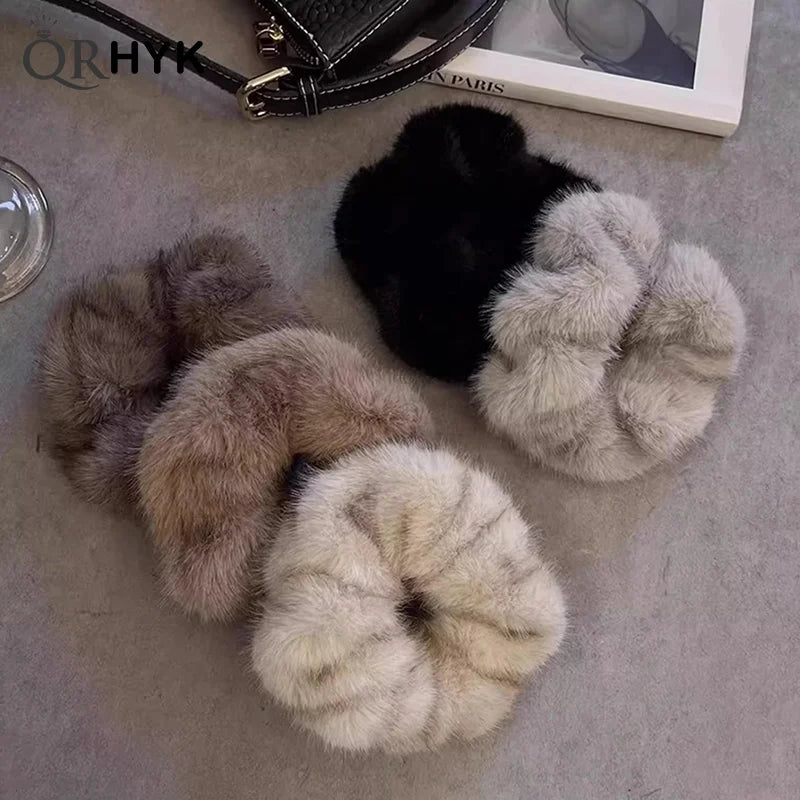 Autumn Winter Versatile Plush Hair Rope For Women Exquisite Simulation Mink Headband Scrunchies Fashion Hair Accessories Gifts