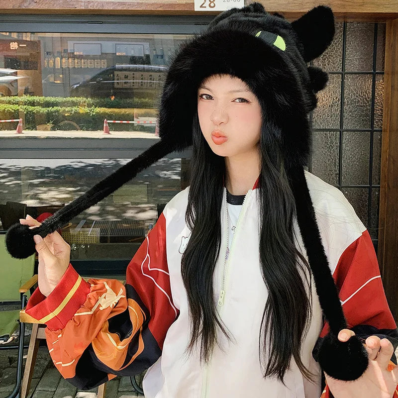 Anime Toothless Creative Hats Winter Warm Plush Hat Comfort Ear Protection Fashion Cute Accessories Cosplay Birthday Gift