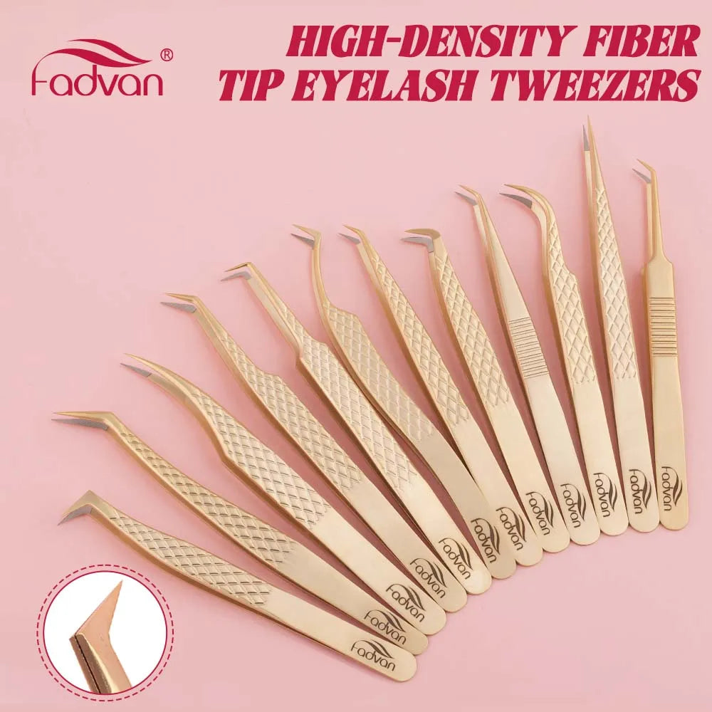 FADVAN High-precision Fiber Tip Tweezer for Eyelash Extensions Stainless Steel Antistatic Straight Tools with Boxed