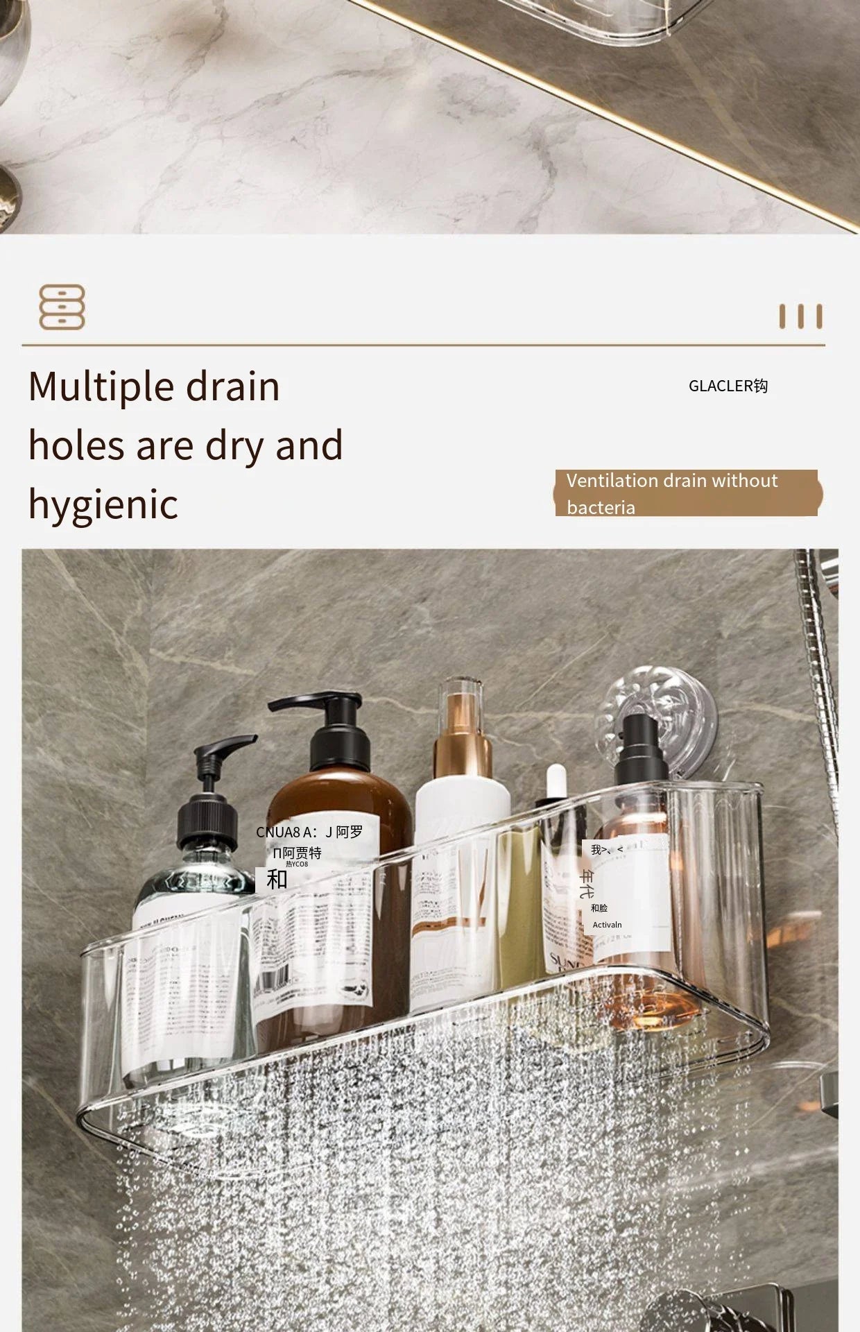 Suction Cup Storage Rack Washbasin Bathroom Toilet Shower Gel Wall Mounted Storage Box Bathroom Organizer Storage Space