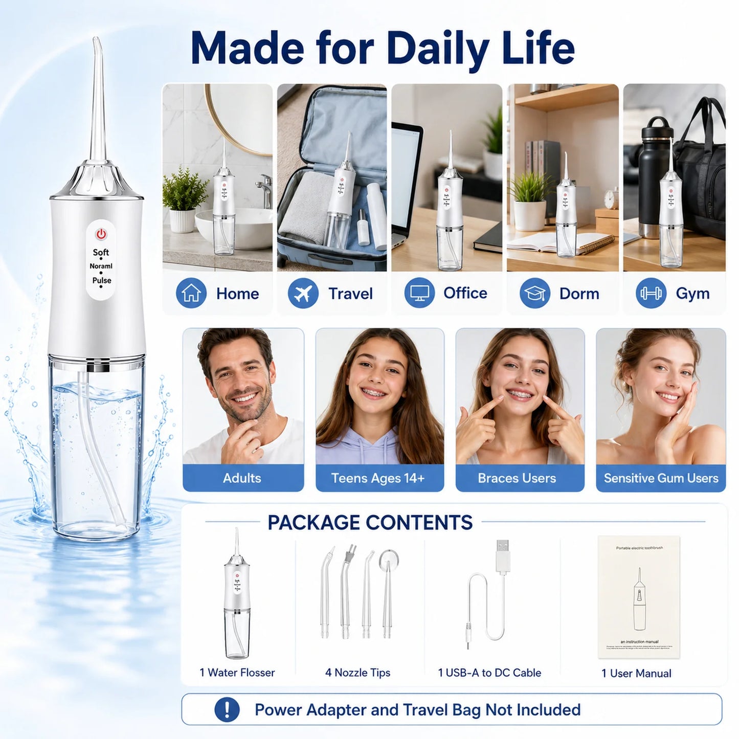 Powerful Water Oral Irrigation Irrigator Jet Ultrasound Air Ipx7 Waterproof Mouthwash Machines Dental Floss Flosser Irigator