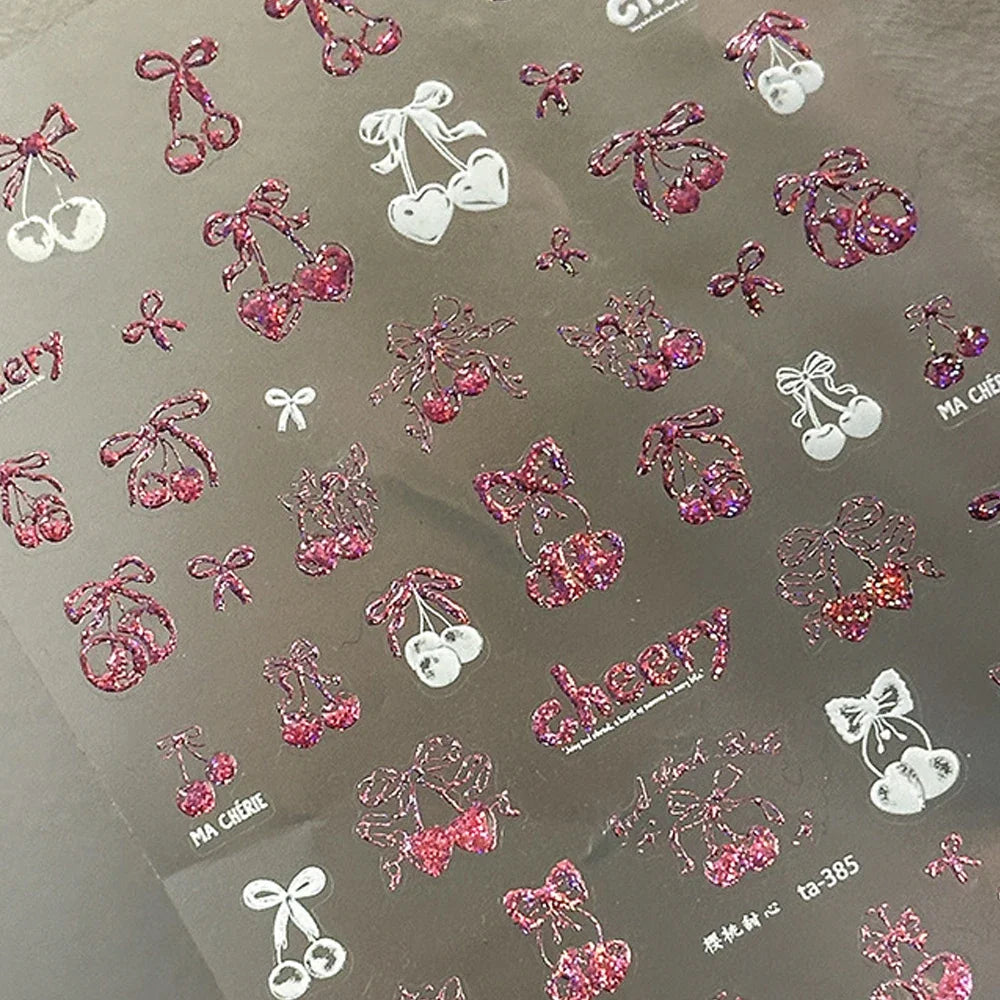 Sweet Summer Delicious Watermelon Ice Cream 5D Nail Art Sticker Elegant Bowknot Cool Ice Square Jelly Nail Decals for Manicure