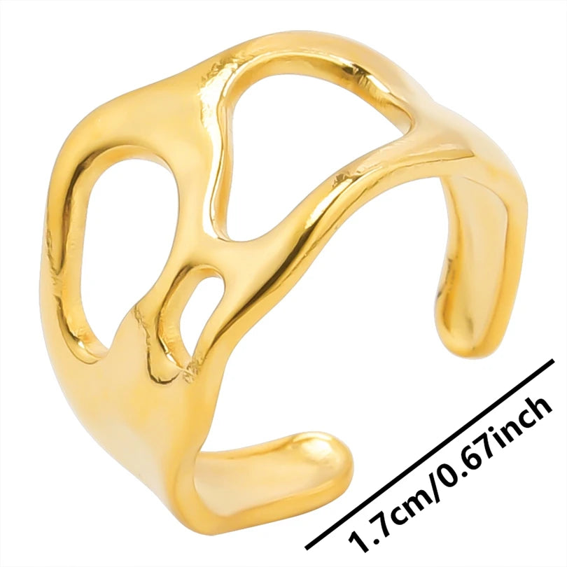 6pcs/lot Wholesale Various Chunky Rings Real Gold Plated Love Abstract DIY Shell Star Sun Bat Shaped Rings Women Jewelry Gifts