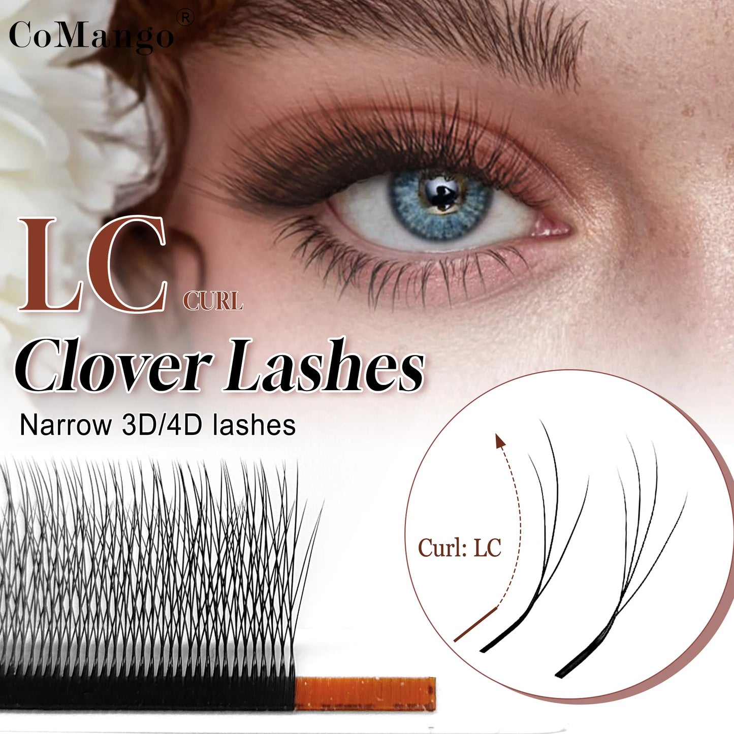 CoMango C/D/LC/LU Smaller Spacing 3D/4D W Shaped Eyelashes Extension 3D/4D Style Premade Fans Lashes Volume Lightweight Eyelash
