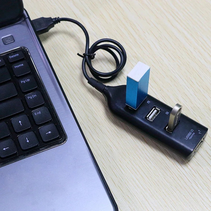 Mini USB 2.0 Hub 4-Port with Power Adapter, Powered USB Splitter for PC Laptop Desktop, High Speed Data Transfer 480Mbps, Plug &