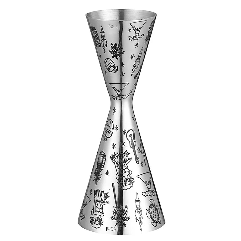 Integrated-Style Jigger Double Cocktail Jigger Bar Measure with Etched Pattern Bar Tools