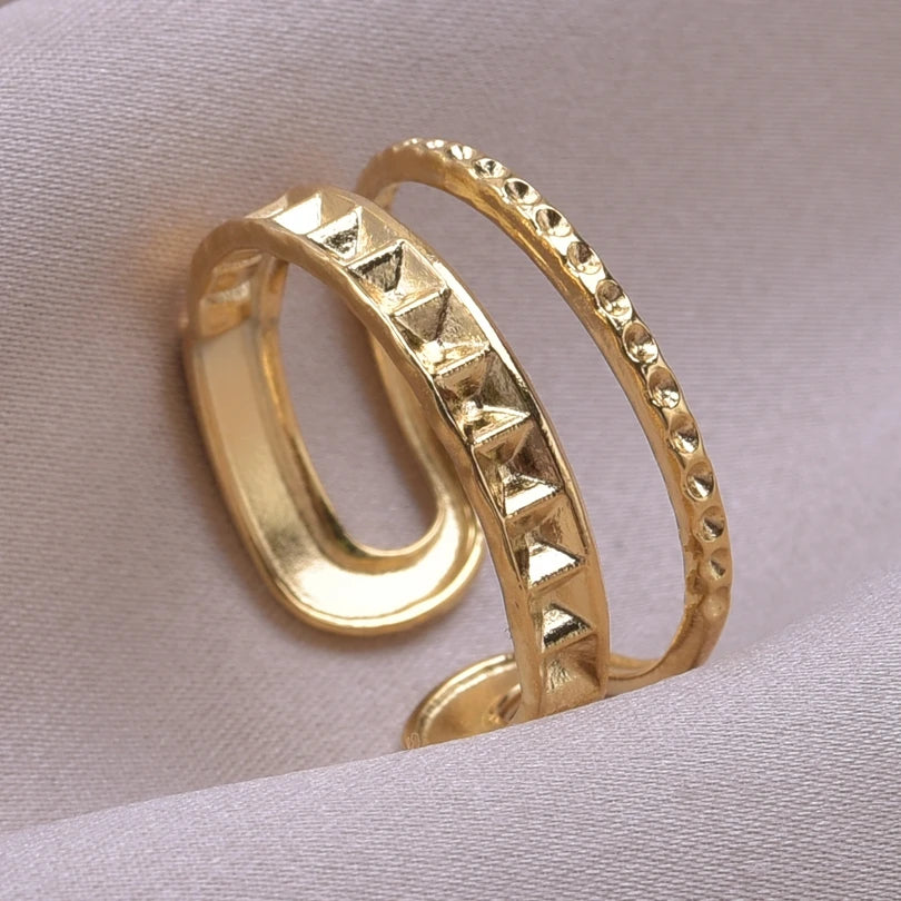 6pcs/lot Wholesale Various Chunky Rings Real Gold Plated Love Abstract DIY Shell Star Sun Bat Shaped Rings Women Jewelry Gifts
