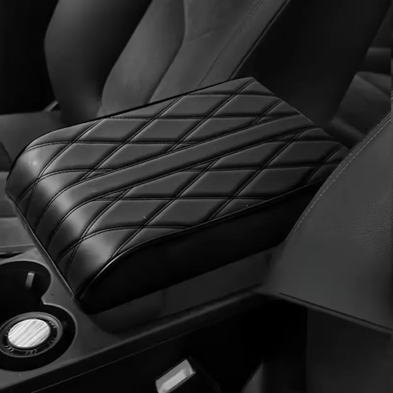 Wave Embroider PU Leather Car Armrest Mat Center Console Arm Rest Protection Cushion Auto Armrests Storage Box Cover Pad