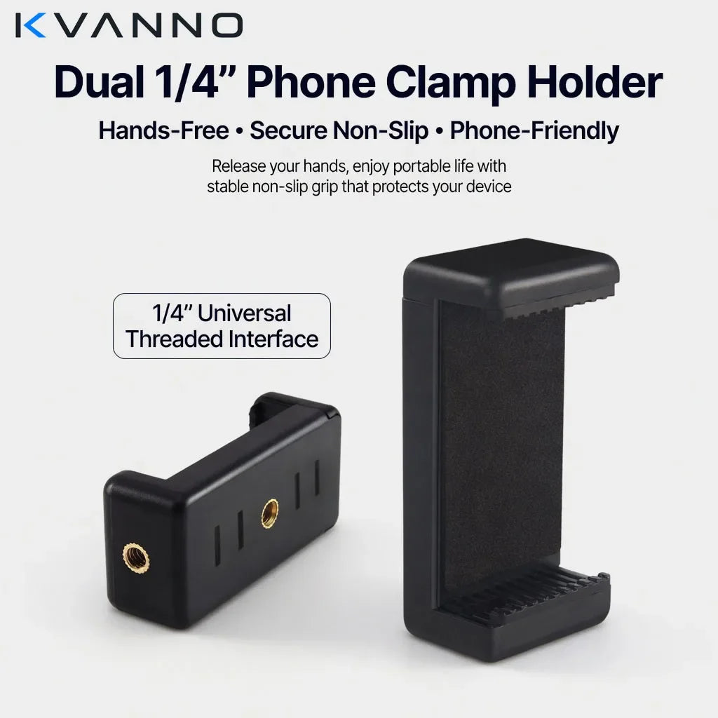 KVANNO Universal Phone Tripod Mount 1/4'' Screw Holder Clip Adapter For Phone Video Recording Vlog Photography Stand Accessories