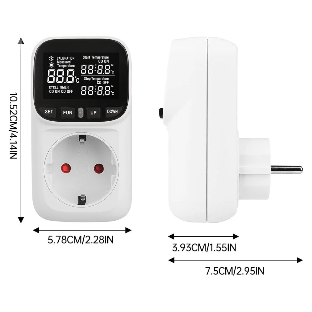 LCD Digital Thermostat Heating Cooling Temperature Controller Socket 16A EU Plug High-Precision Socket Outlet With Timer Sensor