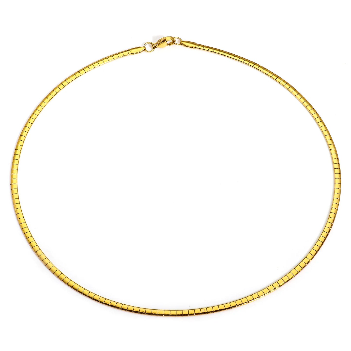 1 Piece 304 Stainless Steel  Chain Collar Neck Ring Necklace For Women Men Golden/Silvery Punk Jewelry 45cm(17 6/8") Long