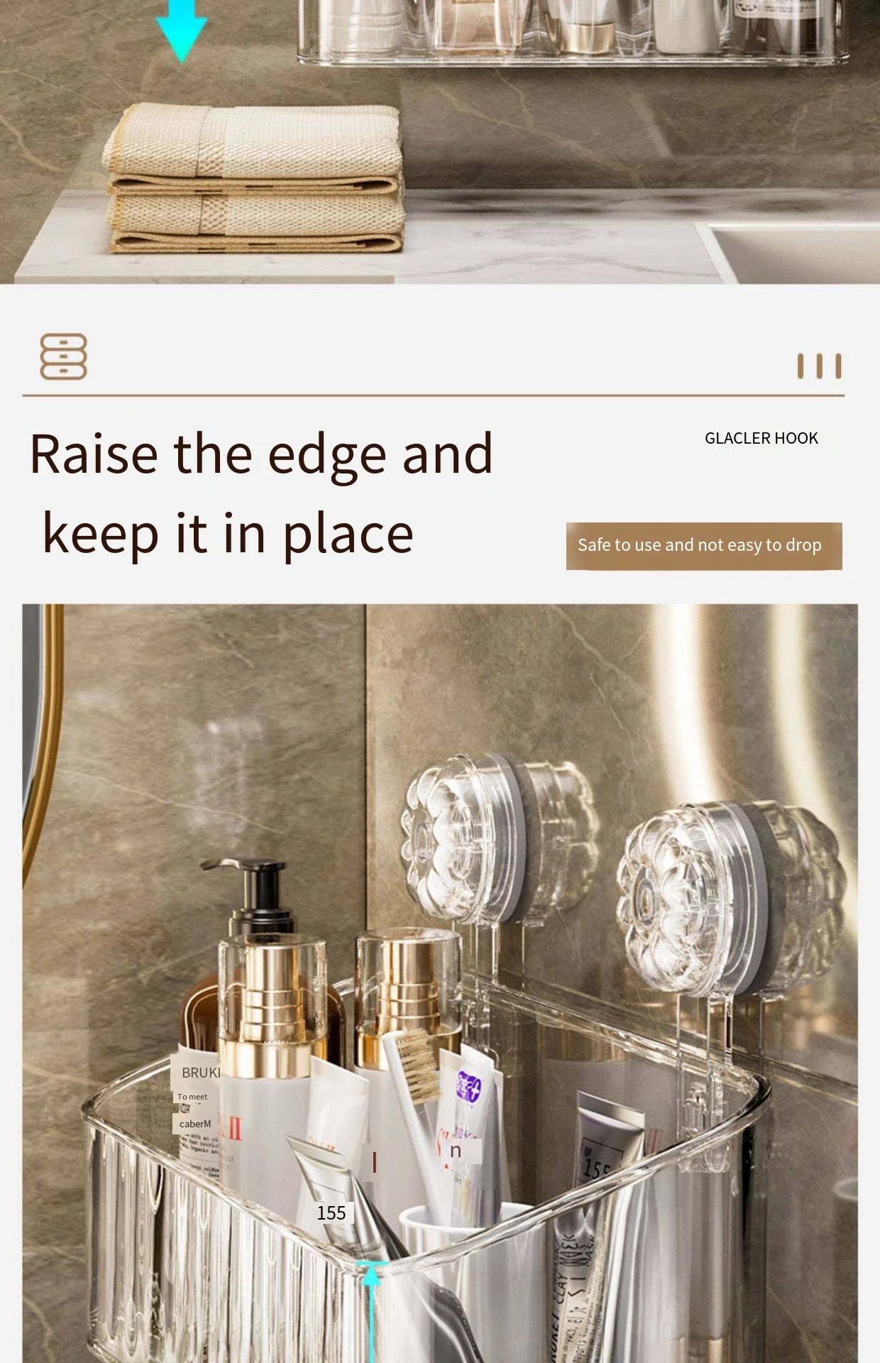 Suction Cup Storage Rack Washbasin Bathroom Toilet Shower Gel Wall Mounted Storage Box Bathroom Organizer Storage Space