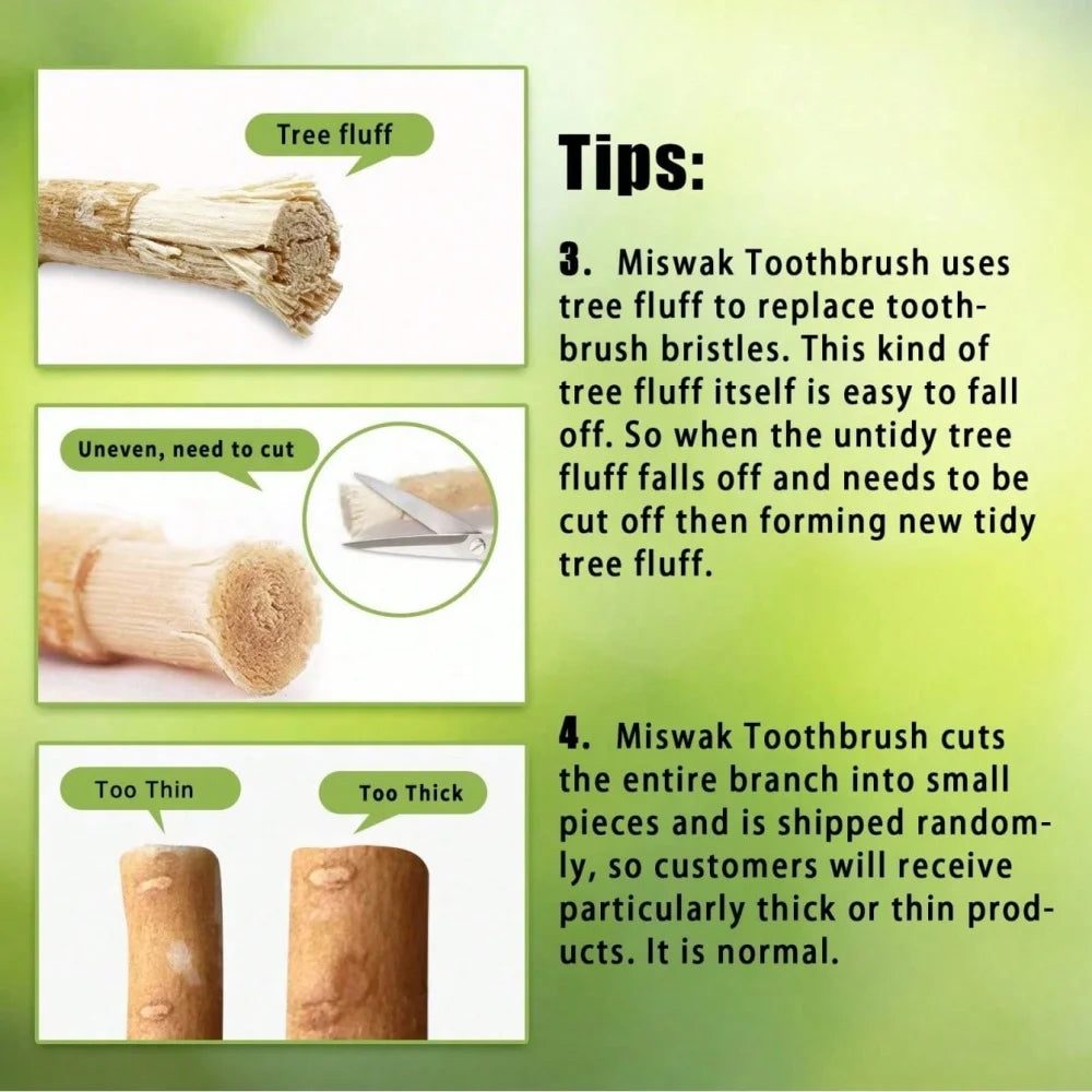 3 Mixed Flavors Miswak Sticks Toothbrush - Natural Arabic Plants For Healthy Teeth , Fresher Breath ( Mint & Original & Clove )