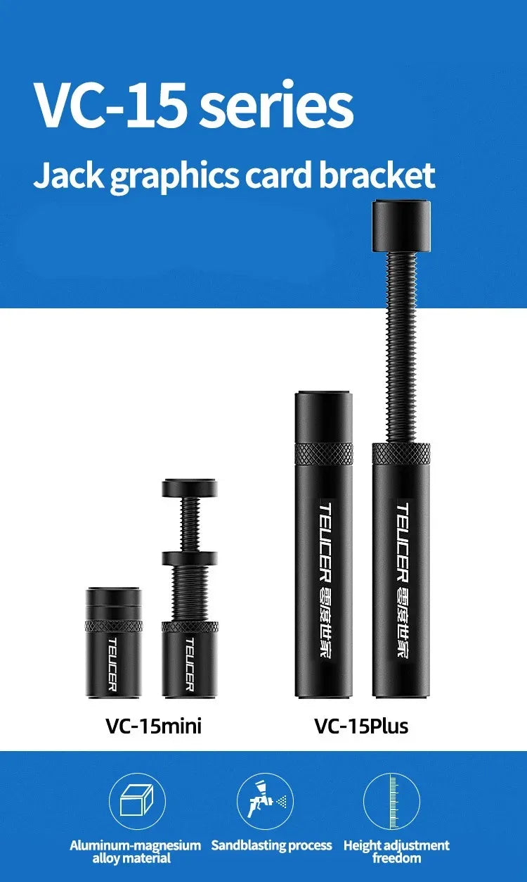 TEUCER Graphics Card GPU Holder Adjustable Telescopic Rotary Screw Magnetic Anti-Slip Support Vertical GPU Video Card Bracket