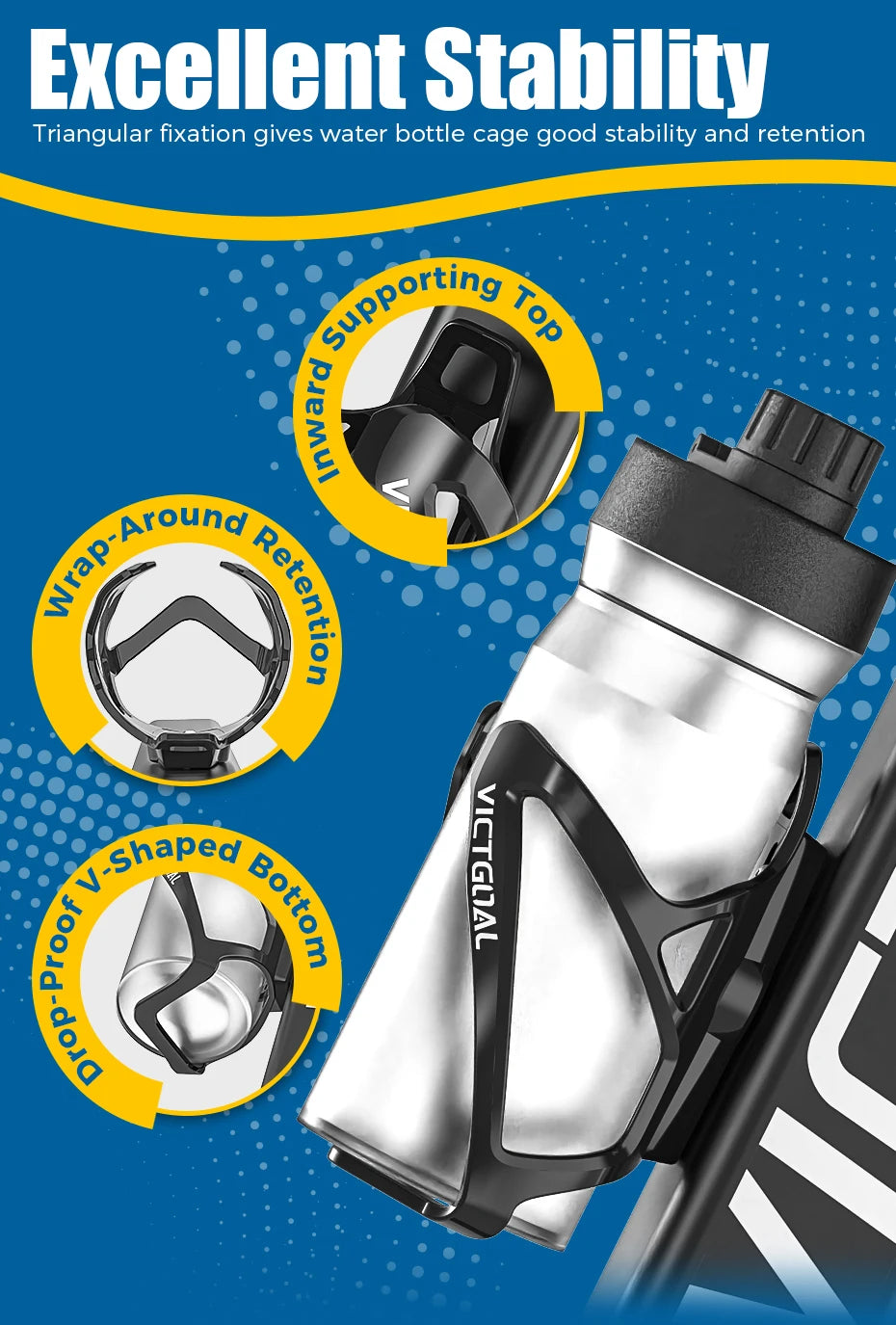 VICTGOAL Cycling Water Bottle Cage with AirTag Hider Lightweight Bottle Bracket MTB Road Bicycle Bottle Stand Holder Accessories