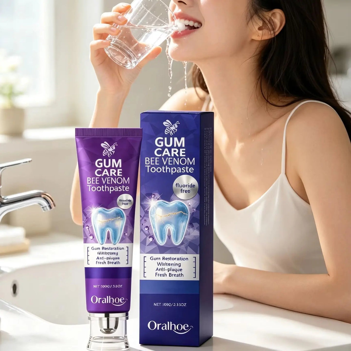 Oralhoe Bee Venom Toothpaste Gum Care Remove Teeth Stains Gum Restoration Dental Plaque Remover for Teeth Whitening Toothpaste