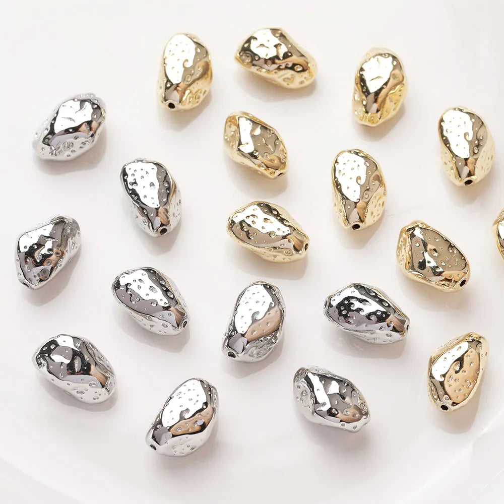 4PCS Dainty Brass Irregular Beads Spacer Bead for Jewelry Making Bracelet Necklace Supplies DIY 14k Gold Plated Accessory 14*9mm