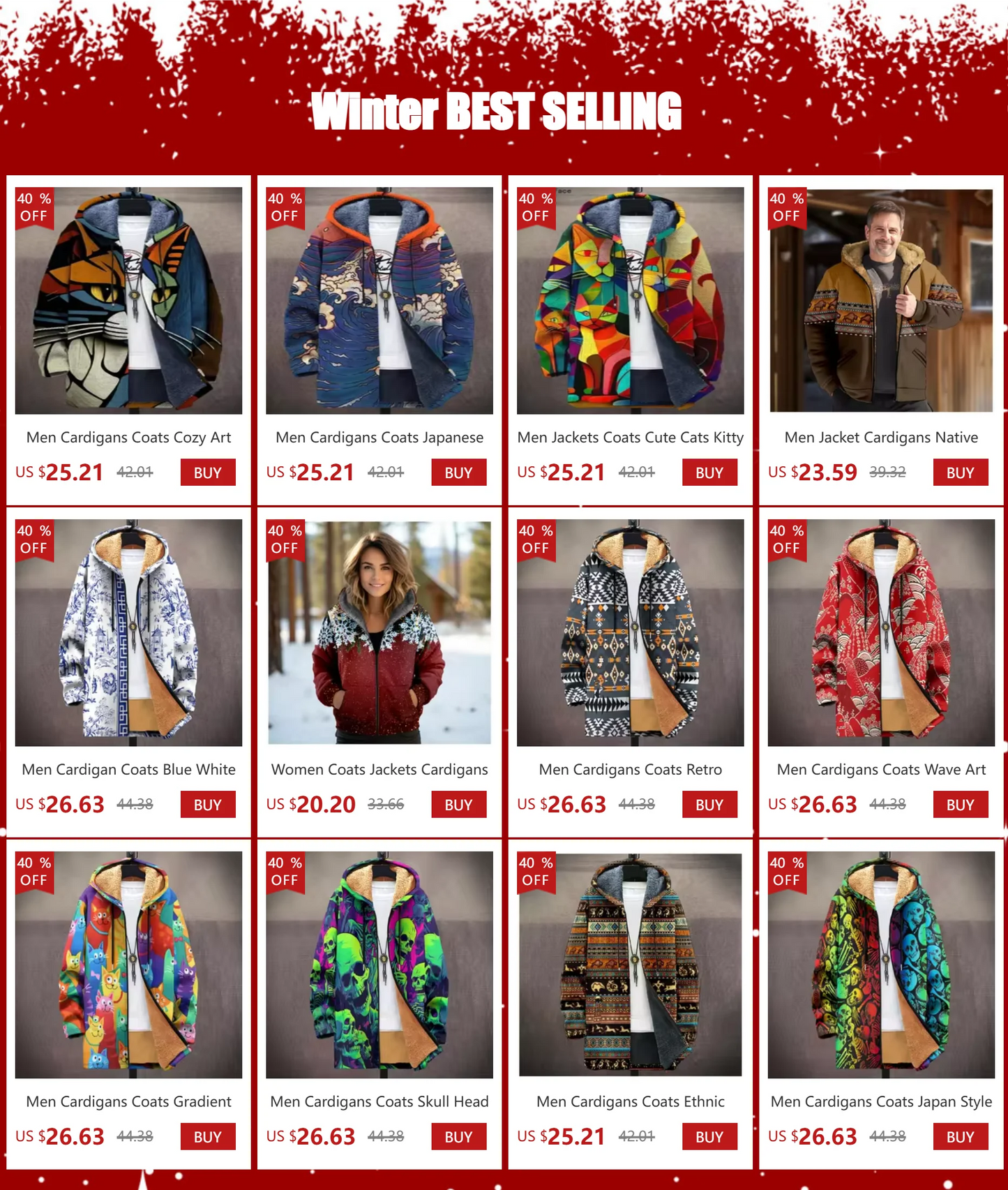 Winter Holiday Daily Wear Christmas Bells Warm Jackets Hooded Coats Print Plush Thick Hunting Farmer Windproof  Unisex Outerwear