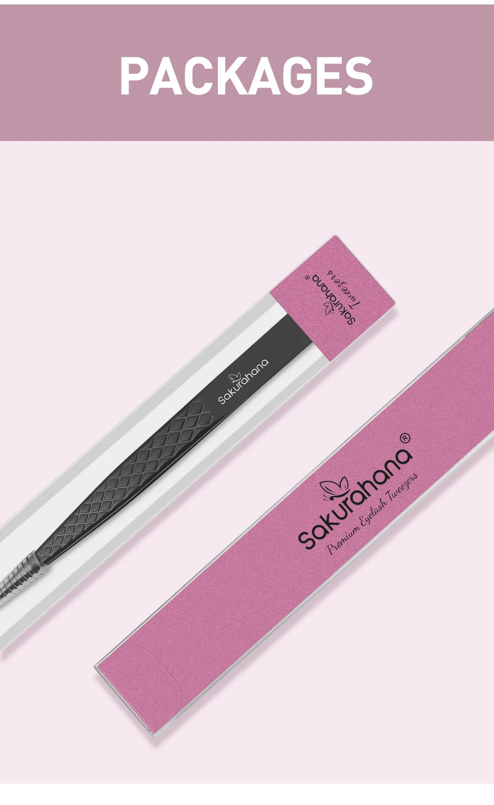SAKURAHANA High-end Eyelash Tweezers Black Fiber Tip For Lash Extensions Mega Volume Mink Lashes Tool Straight Head Curved Tip