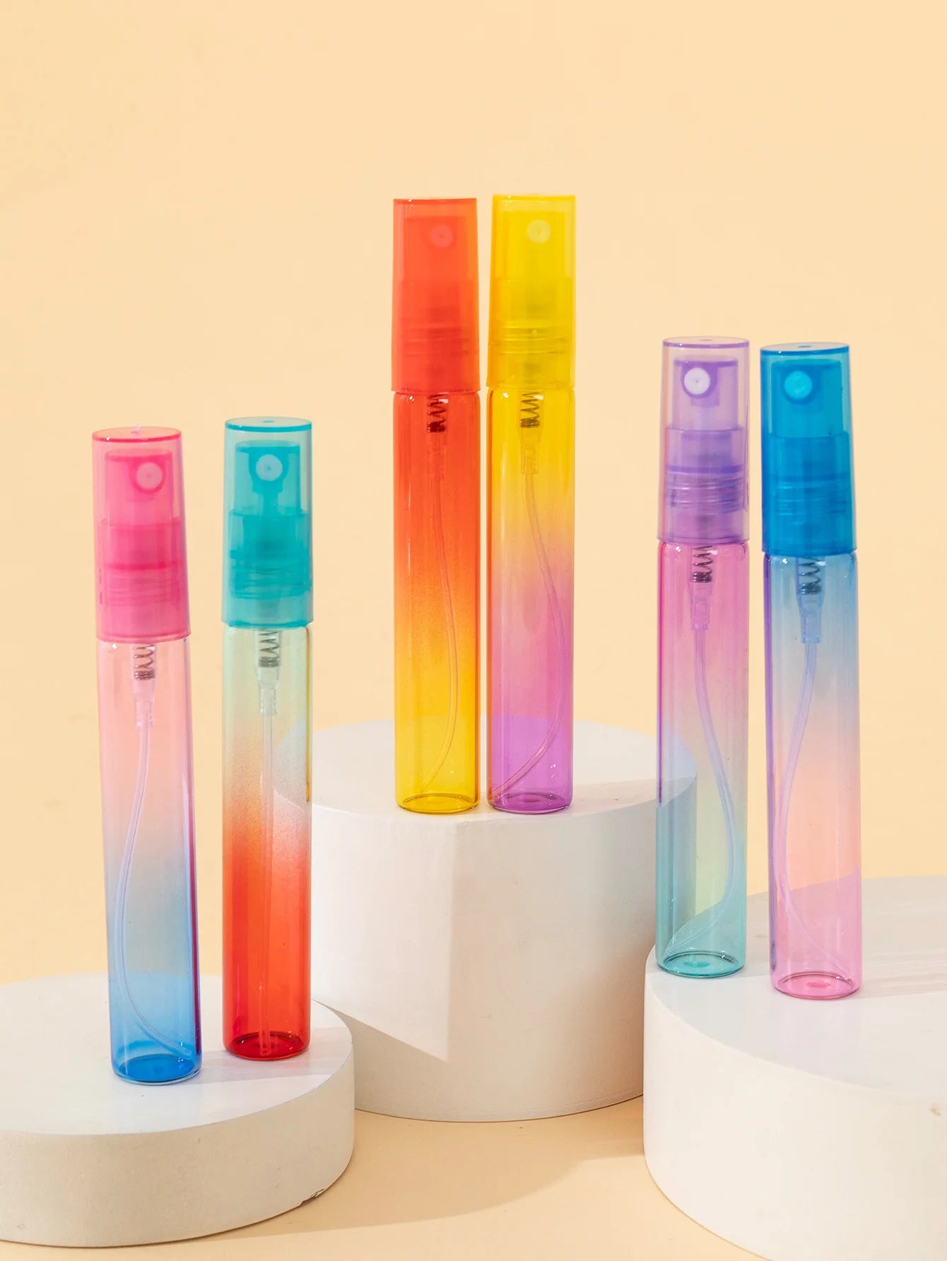6/60 Pcs 4ml8ml High-End Gradient Color Glass Perfume Bottle Fashionable Mini Spray Bottle Cologne Perfume Sub-Bottle Portable