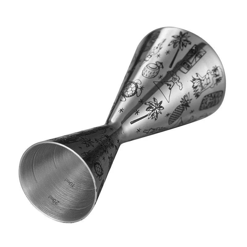 Integrated-Style Jigger Double Cocktail Jigger Bar Measure with Etched Pattern Bar Tools