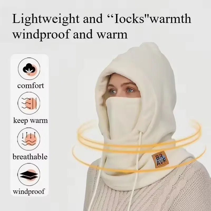 Winter Warm Hat with Mask and Neck Warmer 3-in-1 Windproof Balaclava for Men and Women Masked Hat Cycling Cold Weather Protectio