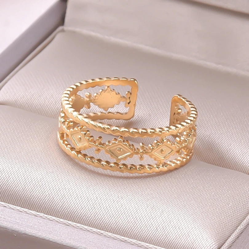 6pcs/lot Wholesale Various Chunky Rings Real Gold Plated Love Abstract DIY Shell Star Sun Bat Shaped Rings Women Jewelry Gifts