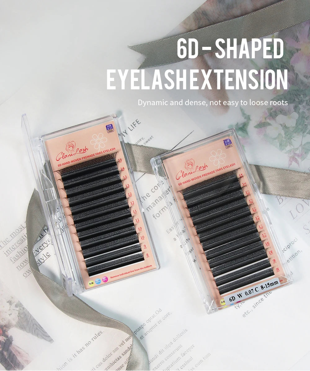 GLAMLASH 2tips 3D W Shape Lashes Extension Premade Volume Fan Eyelashes W Style Shaped Lash Makeup Supplies Natural EyeLash
