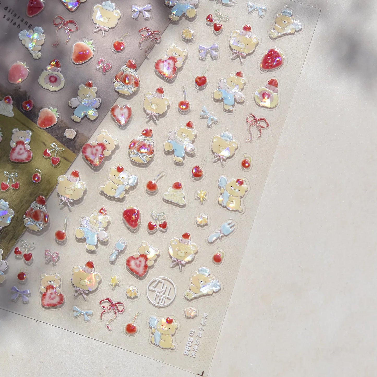 Sweet Summer Delicious Watermelon Ice Cream 5D Nail Art Sticker Elegant Bowknot Cool Ice Square Jelly Nail Decals for Manicure