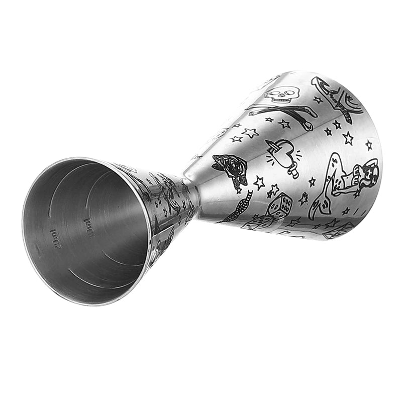 Integrated-Style Jigger Double Cocktail Jigger Bar Measure with Etched Pattern Bar Tools