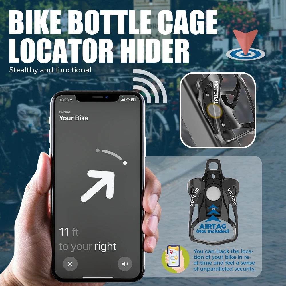 VICTGOAL Cycling Water Bottle Cage with AirTag Hider Lightweight Bottle Bracket MTB Road Bicycle Bottle Stand Holder Accessories