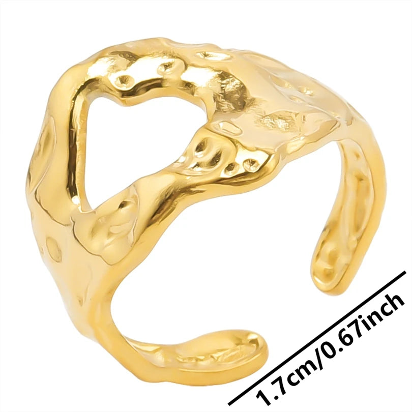 6pcs/lot Wholesale Various Chunky Rings Real Gold Plated Love Abstract DIY Shell Star Sun Bat Shaped Rings Women Jewelry Gifts