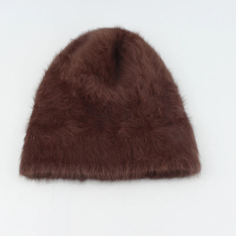 Winter Hats For Women Long Rabbit Fur Warm Beanie Bonnet Female Caps Men Fashion Solid Colors Real Fur Knitted Hat