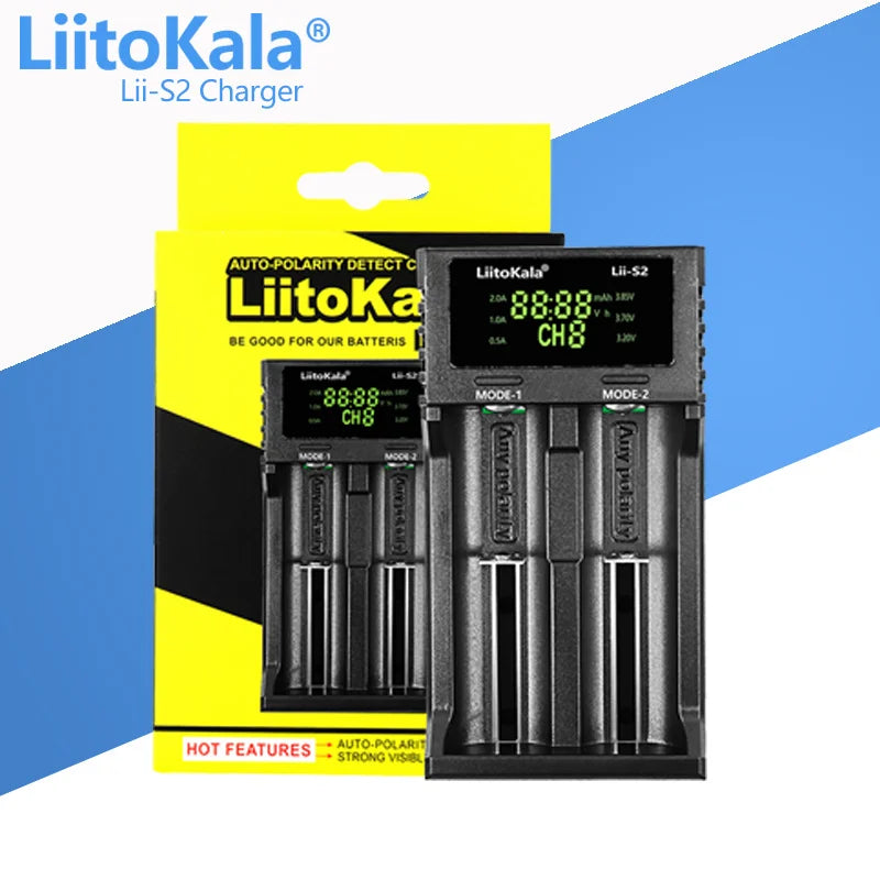 LiitoKala Lii-D4XL Lii-M4 Lii-M4S Lii-402 Lii-202 Lii-S2 3.7V/18650 18350 26650 14500 16340 NiMH Lithium Battery Smart Charger
