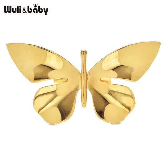 Wuli&baby Stainless Steel Butterfly Brooches For Women Unisex 2-color Metal Simple Chic Insects Party Office Brooch Pins Gifts